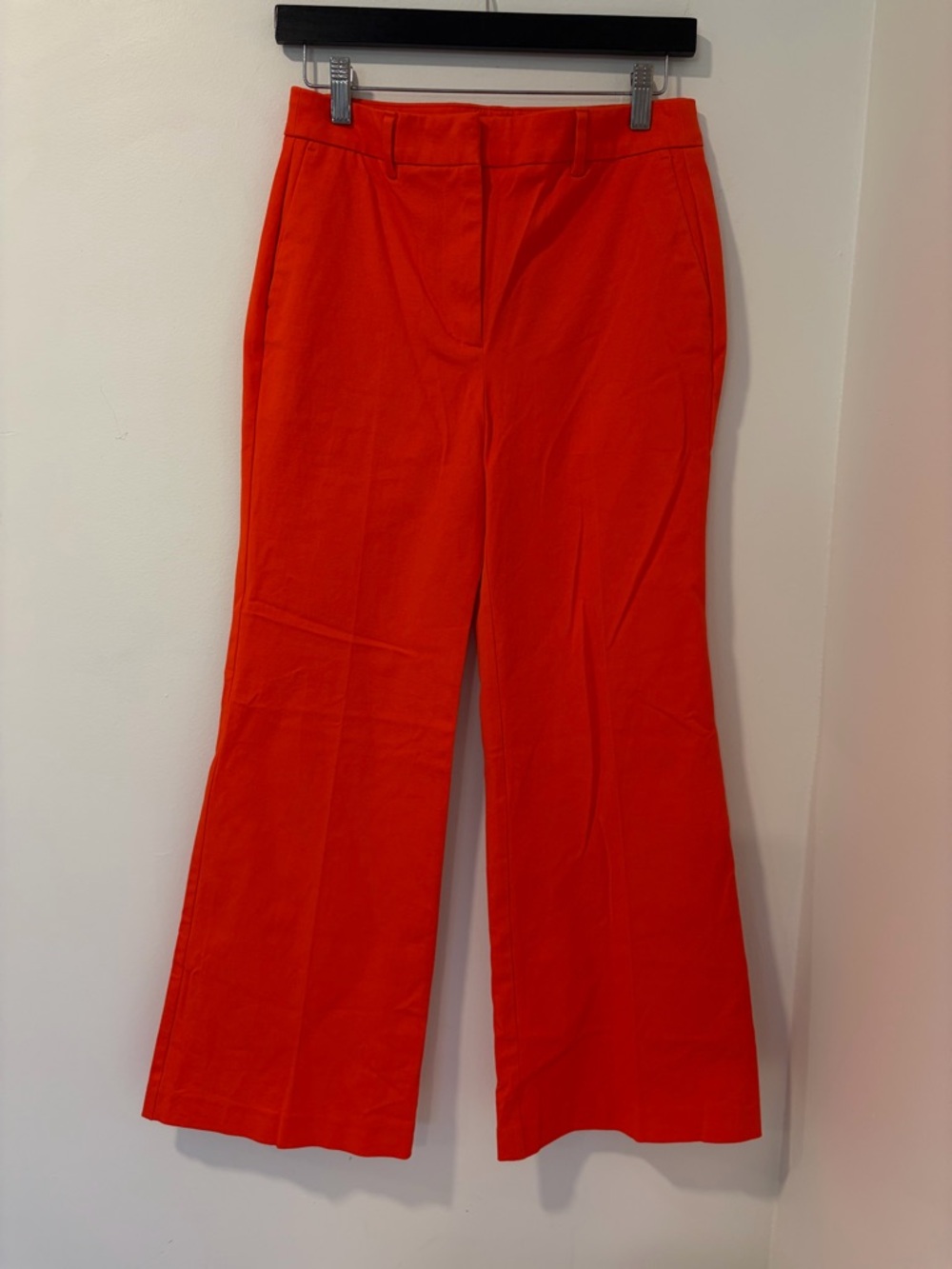 Boden Cotton Flat Boot Cut Leg Trouser Pants in Vibrant Red-Orange 4P